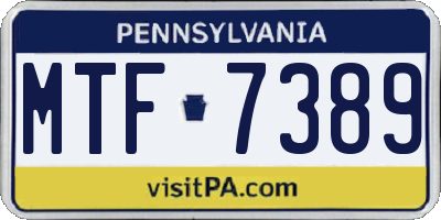 PA license plate MTF7389