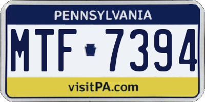 PA license plate MTF7394