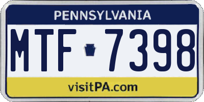 PA license plate MTF7398