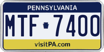 PA license plate MTF7400