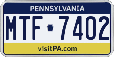 PA license plate MTF7402