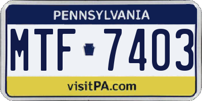 PA license plate MTF7403