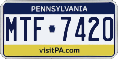 PA license plate MTF7420