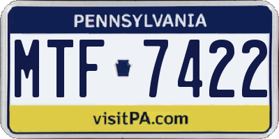 PA license plate MTF7422