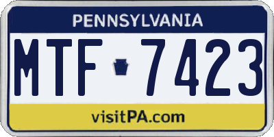 PA license plate MTF7423