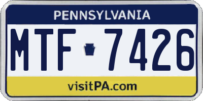 PA license plate MTF7426