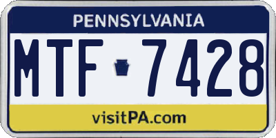 PA license plate MTF7428