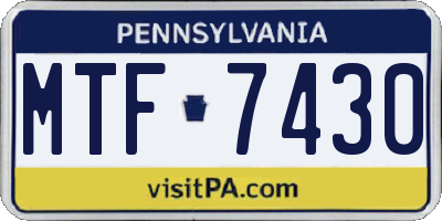 PA license plate MTF7430