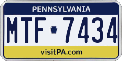 PA license plate MTF7434