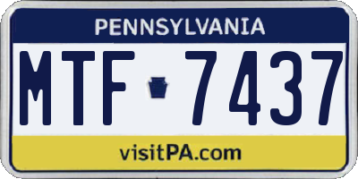 PA license plate MTF7437
