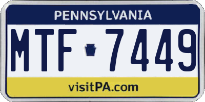 PA license plate MTF7449
