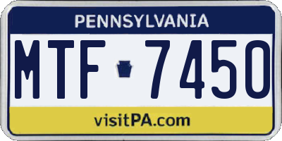 PA license plate MTF7450