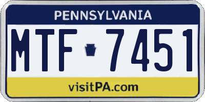 PA license plate MTF7451