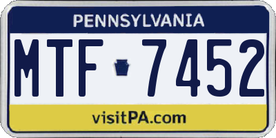 PA license plate MTF7452