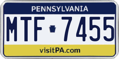 PA license plate MTF7455