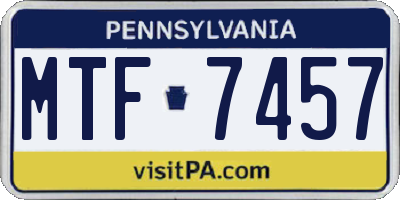 PA license plate MTF7457