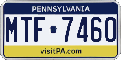 PA license plate MTF7460
