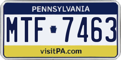 PA license plate MTF7463