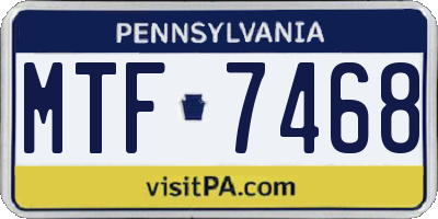 PA license plate MTF7468