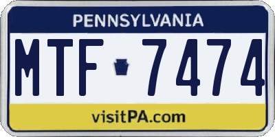 PA license plate MTF7474