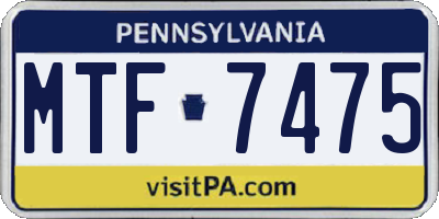 PA license plate MTF7475
