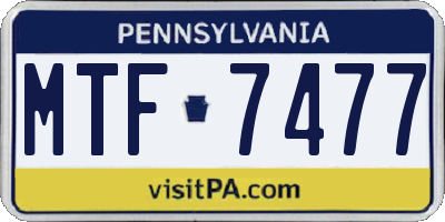 PA license plate MTF7477