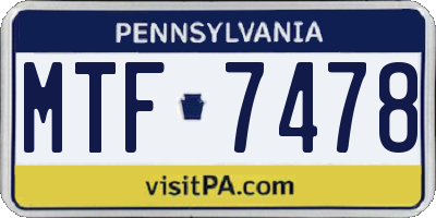 PA license plate MTF7478