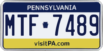 PA license plate MTF7489