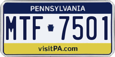 PA license plate MTF7501