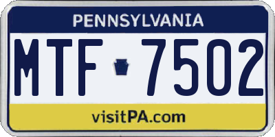 PA license plate MTF7502