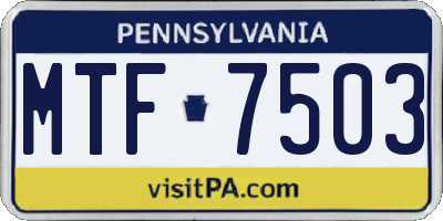 PA license plate MTF7503