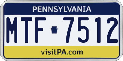 PA license plate MTF7512
