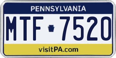 PA license plate MTF7520
