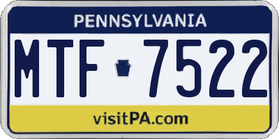 PA license plate MTF7522
