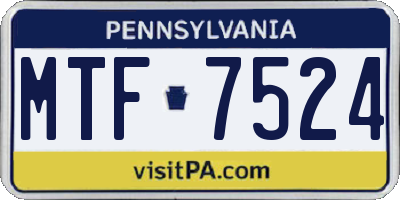 PA license plate MTF7524