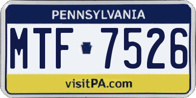 PA license plate MTF7526