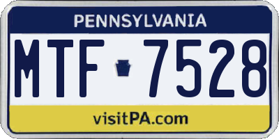 PA license plate MTF7528