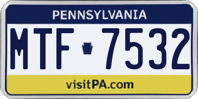 PA license plate MTF7532