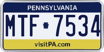 PA license plate MTF7534