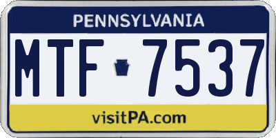 PA license plate MTF7537