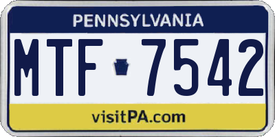 PA license plate MTF7542