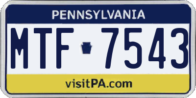 PA license plate MTF7543