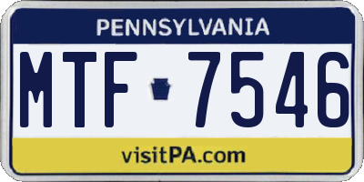 PA license plate MTF7546