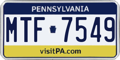 PA license plate MTF7549