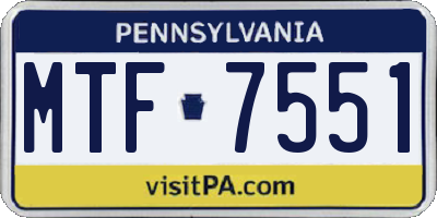 PA license plate MTF7551