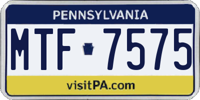 PA license plate MTF7575