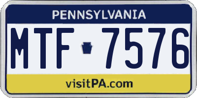 PA license plate MTF7576