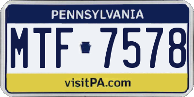 PA license plate MTF7578