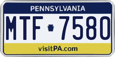 PA license plate MTF7580