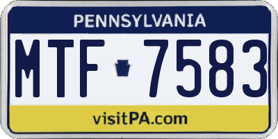 PA license plate MTF7583